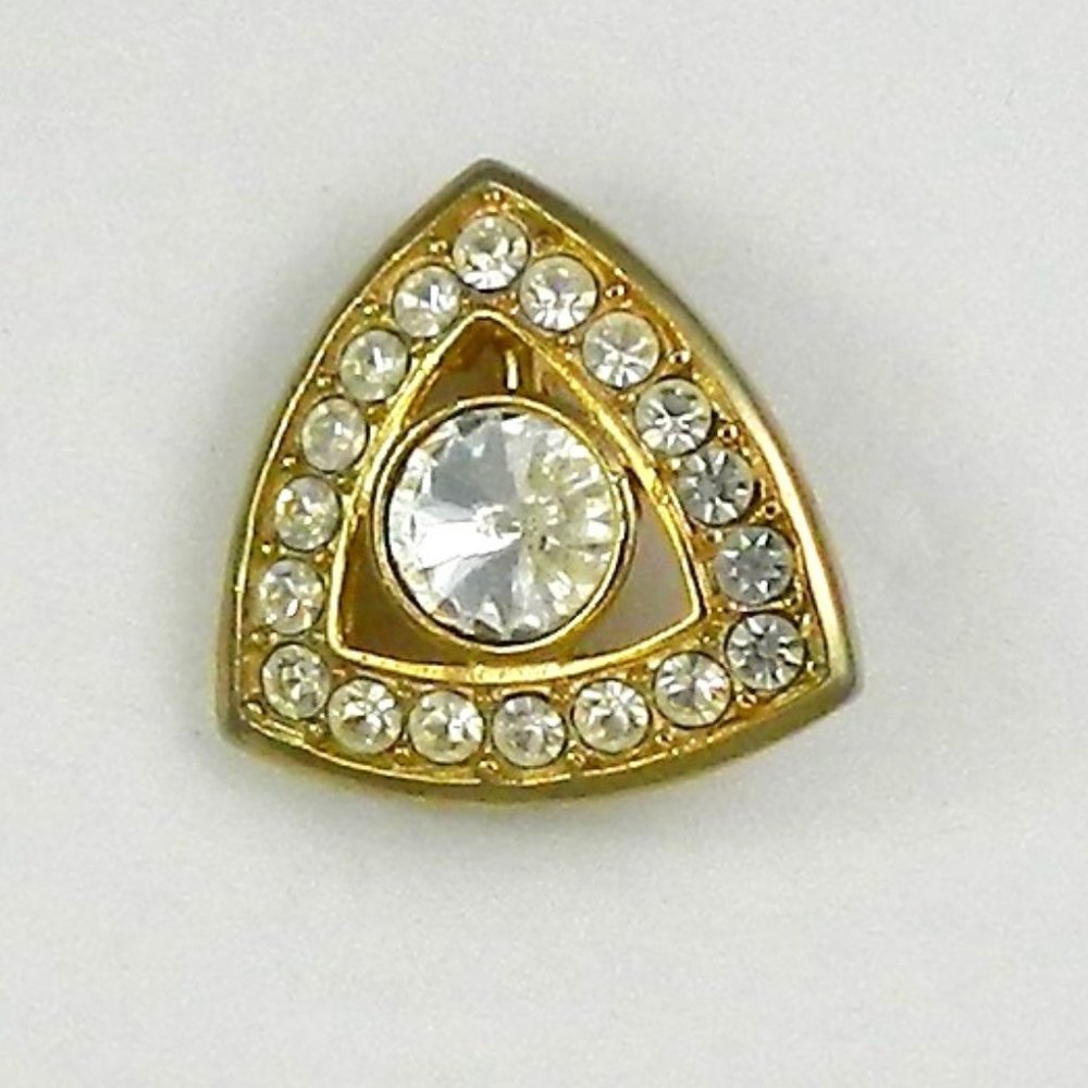 Triangle Rivoli Crystal Pendant Vintage Unsigned